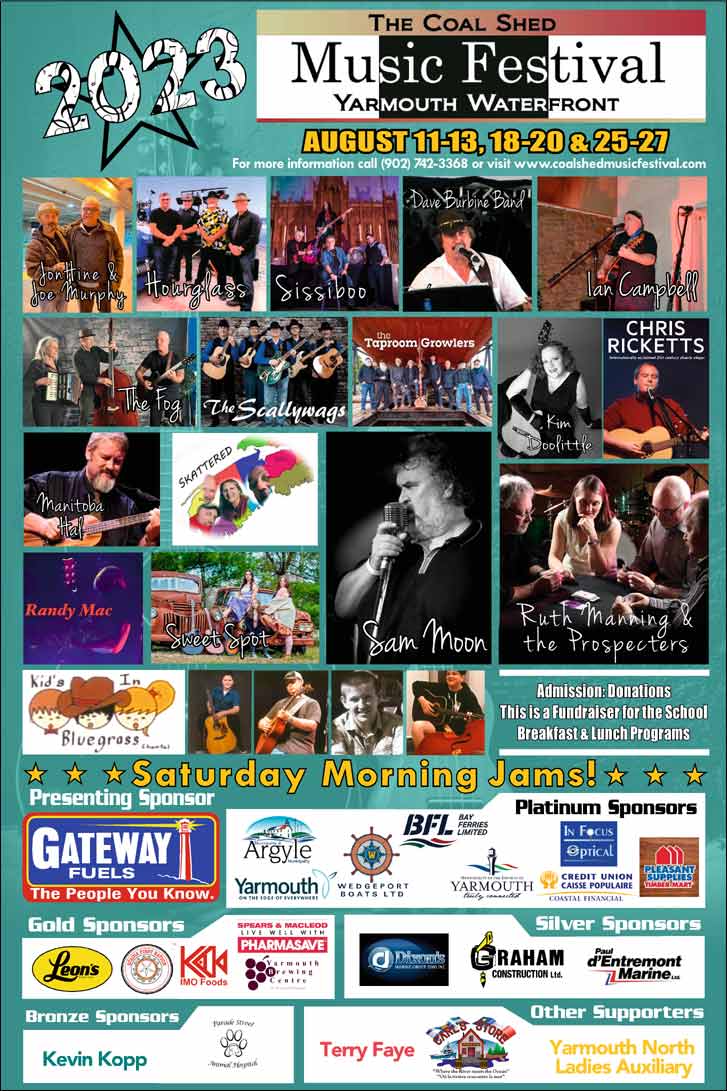 17th Annual Coal Shed Music Festival fundraiser in Yarmouth Nova Scotia